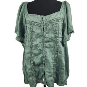 Old navy women’s sage, green peasant, pull over blouse, size XL